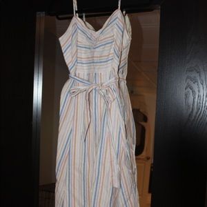 Multi colored striped midi dress